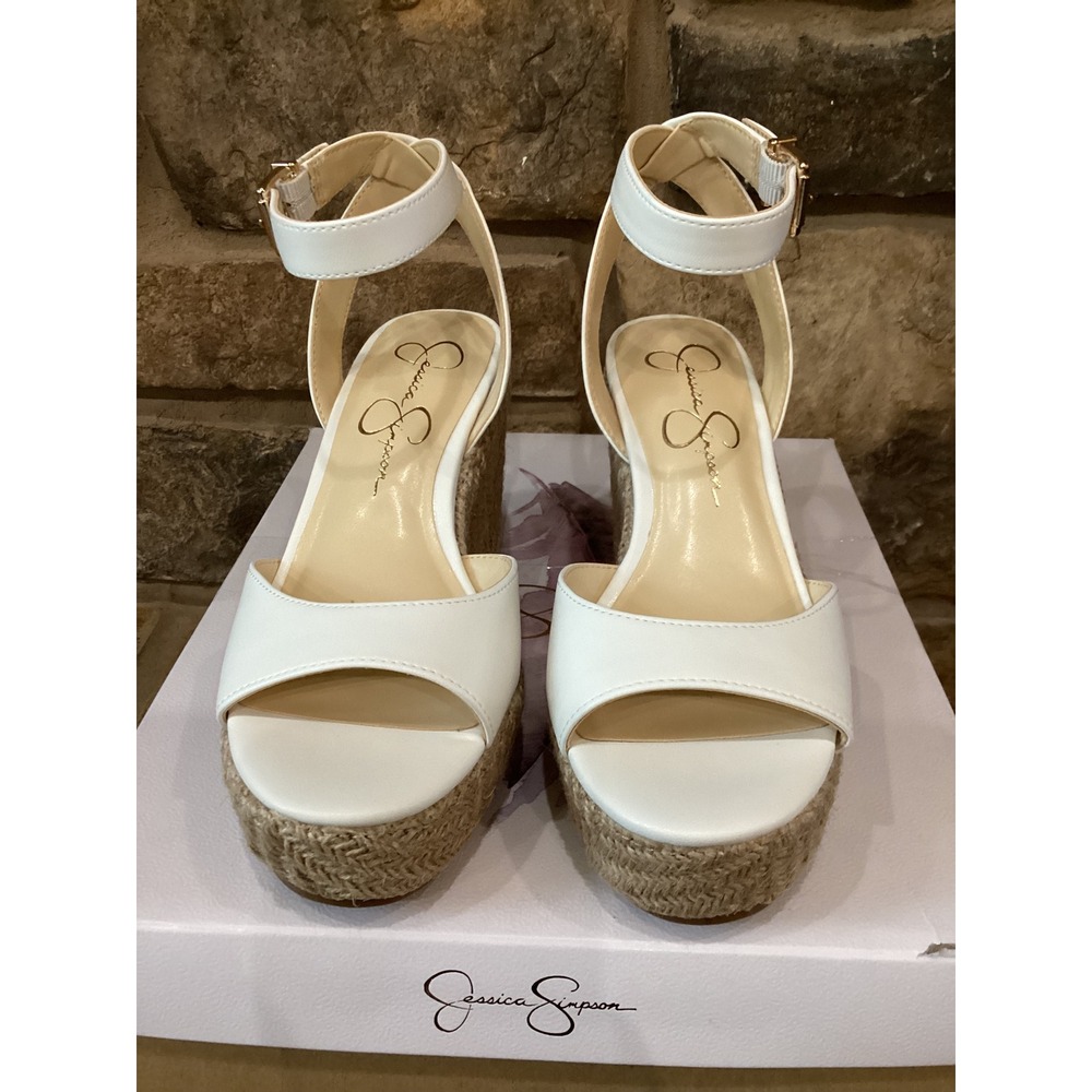 Jessica Simpson Mauvien White Nappa Espadrille Wedge Sandals JP-MAUVIEN 6M New - Picture 5 of 8